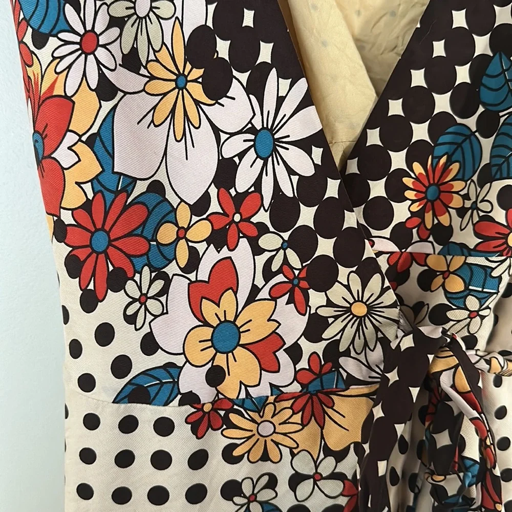 💐 Vintage Nicole Miller 100% Silk Floral Wrap Dress L Romantic 90s